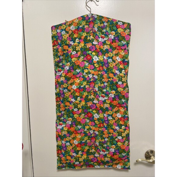 VTG Mod Brightly Colored Floral Travel Hanging Toiletry Bag Makeup Organizer 70s - Picture 1 of 10